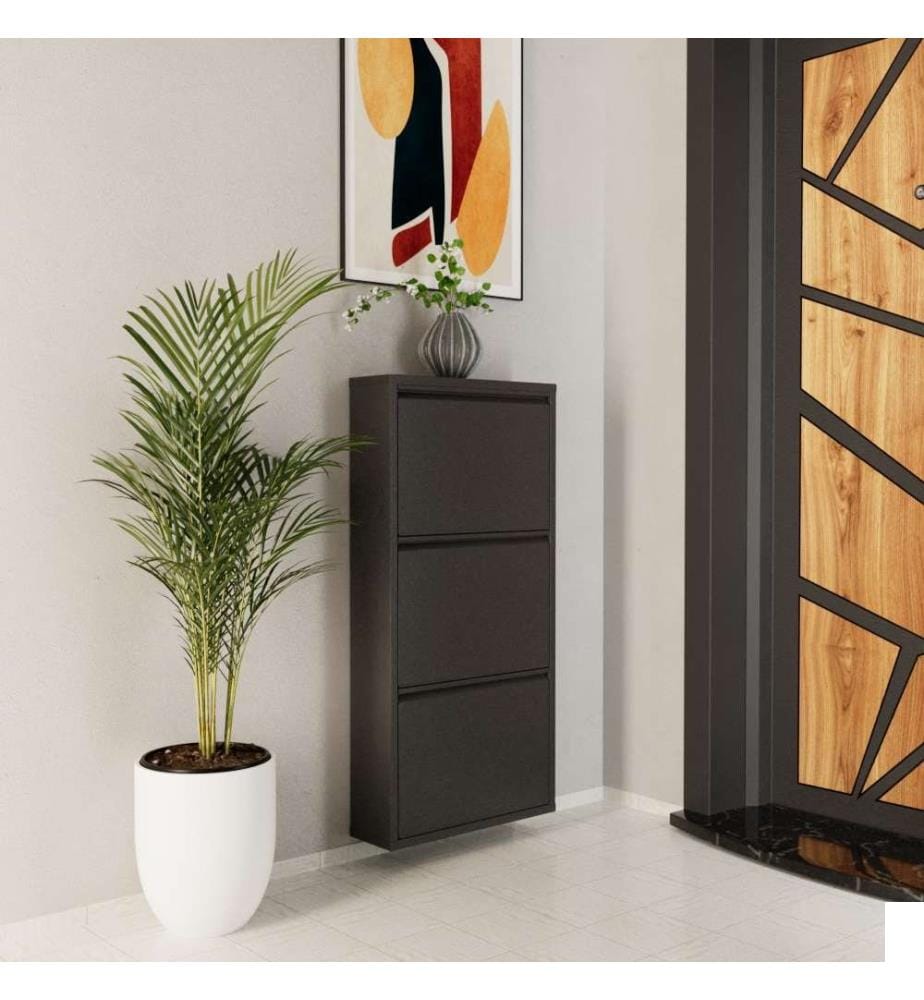 Armoire à chaussures, anthracite, 100% métal
