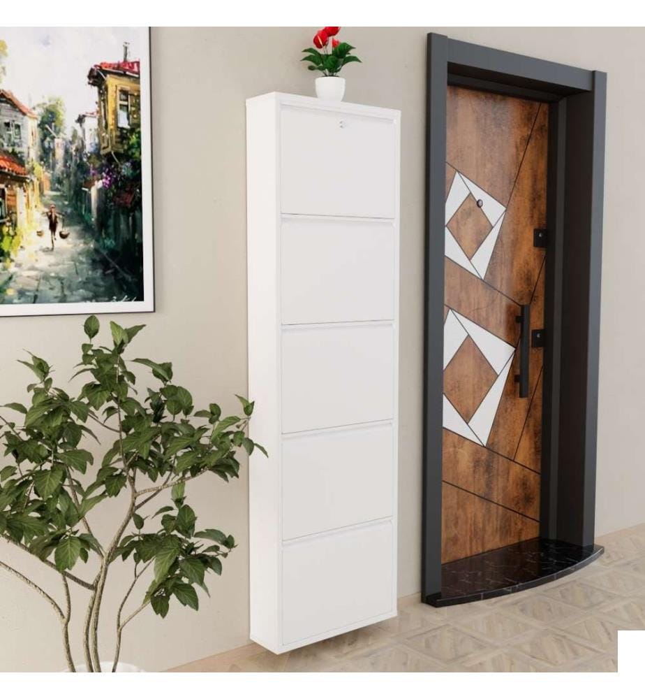 Armoire à chaussures, blanc, 100% métal