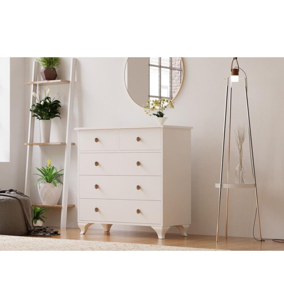 Commode, blanc mat, 100 % panneau de particules de qualité E1 revêtu de mélamine