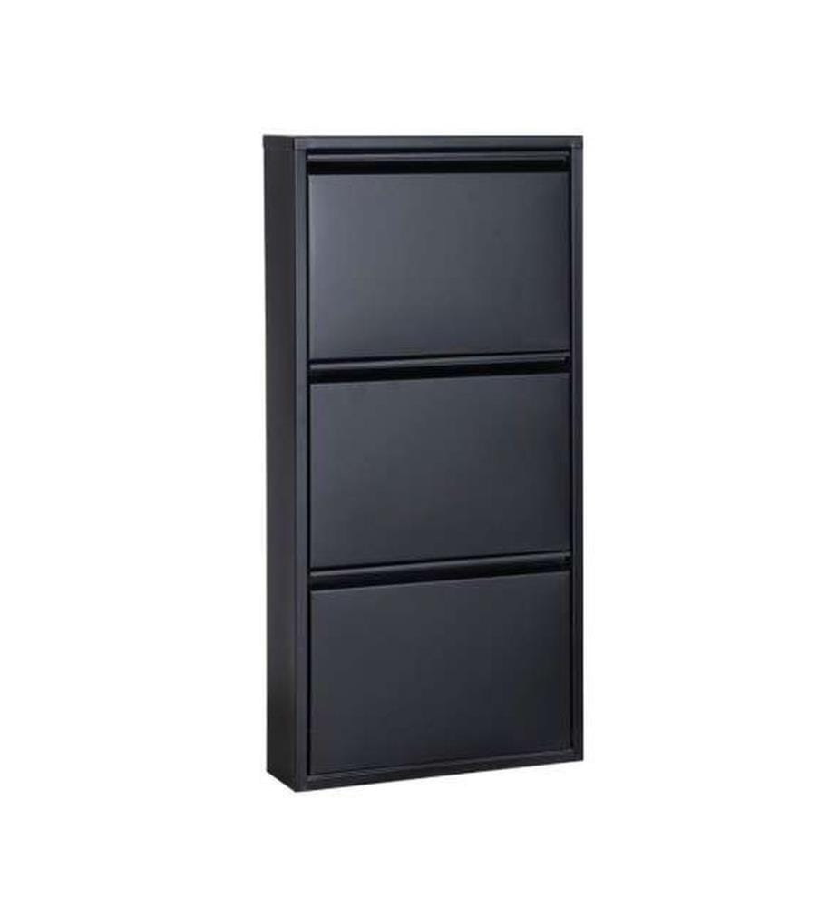 Armoire à chaussures, noir, 100 % tôle