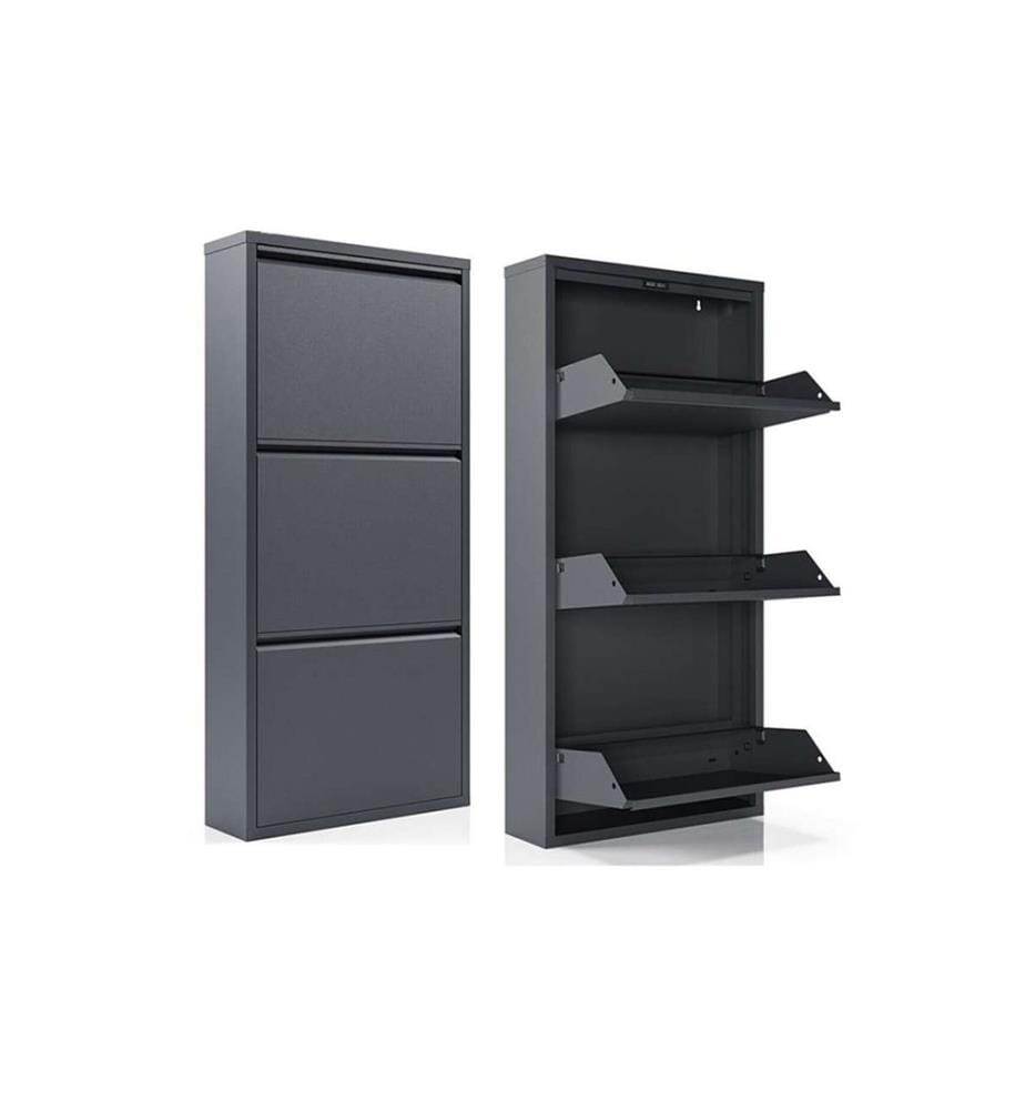 Armoire à chaussures, anthracite, 100 % tôle
