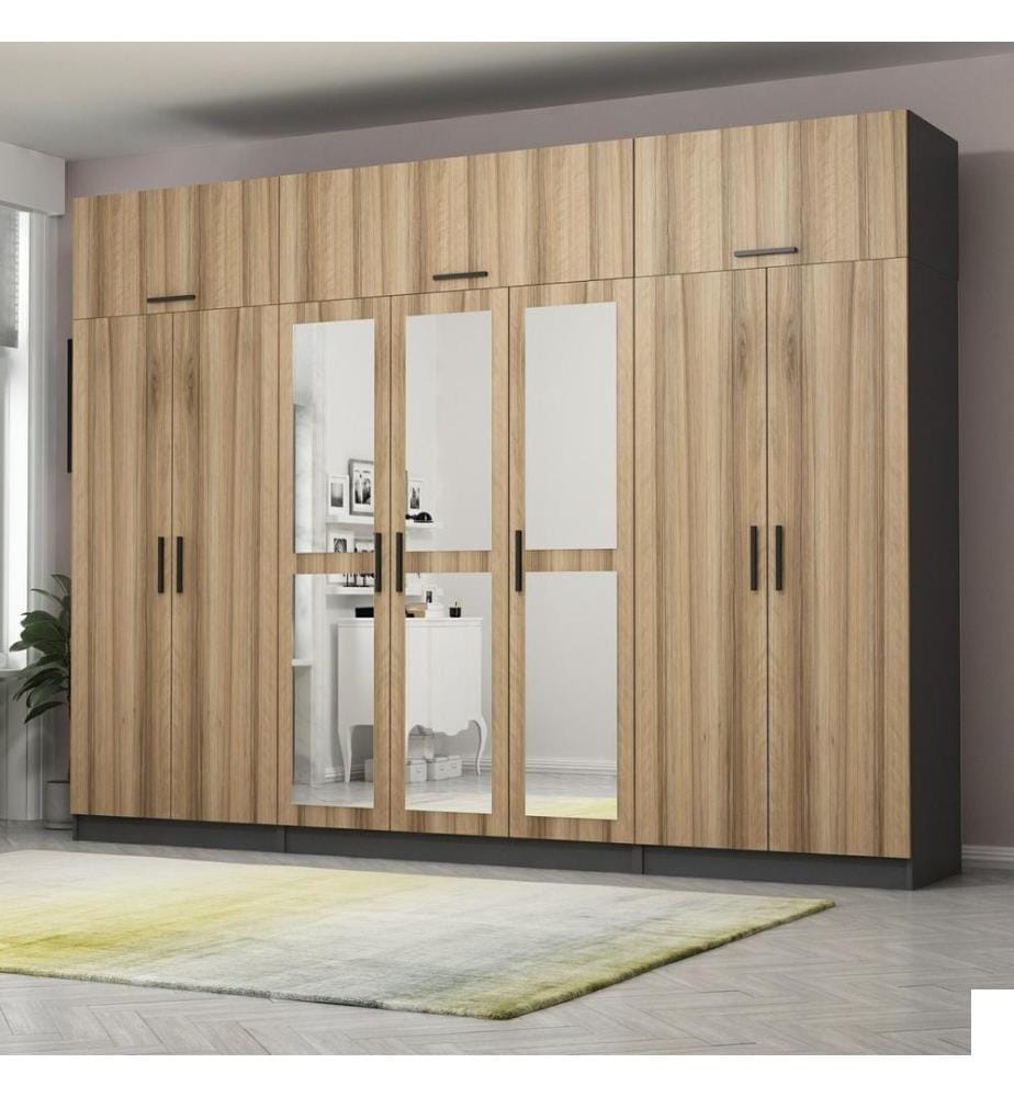 Armoire, noyer, anthracite, 100 % panneau de particules mélaminé