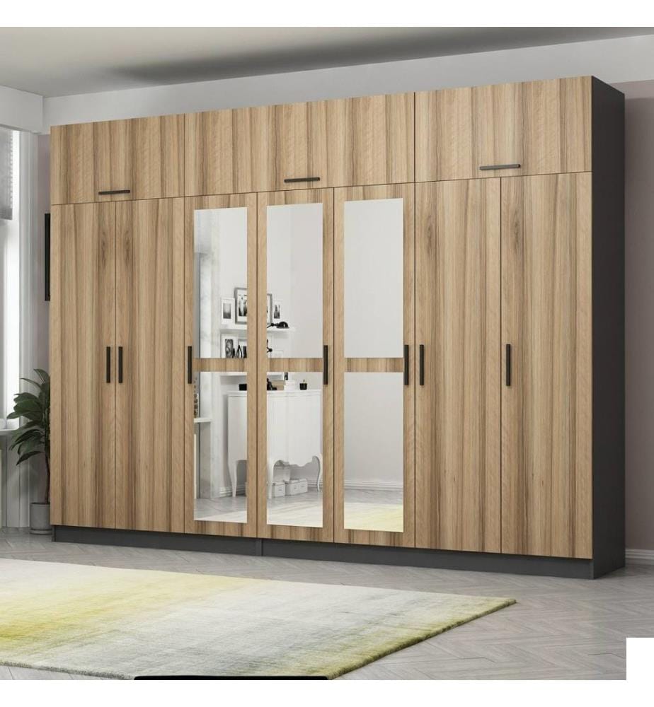 Armoire, noyer, anthracite, 100 % panneau de particules mélaminé