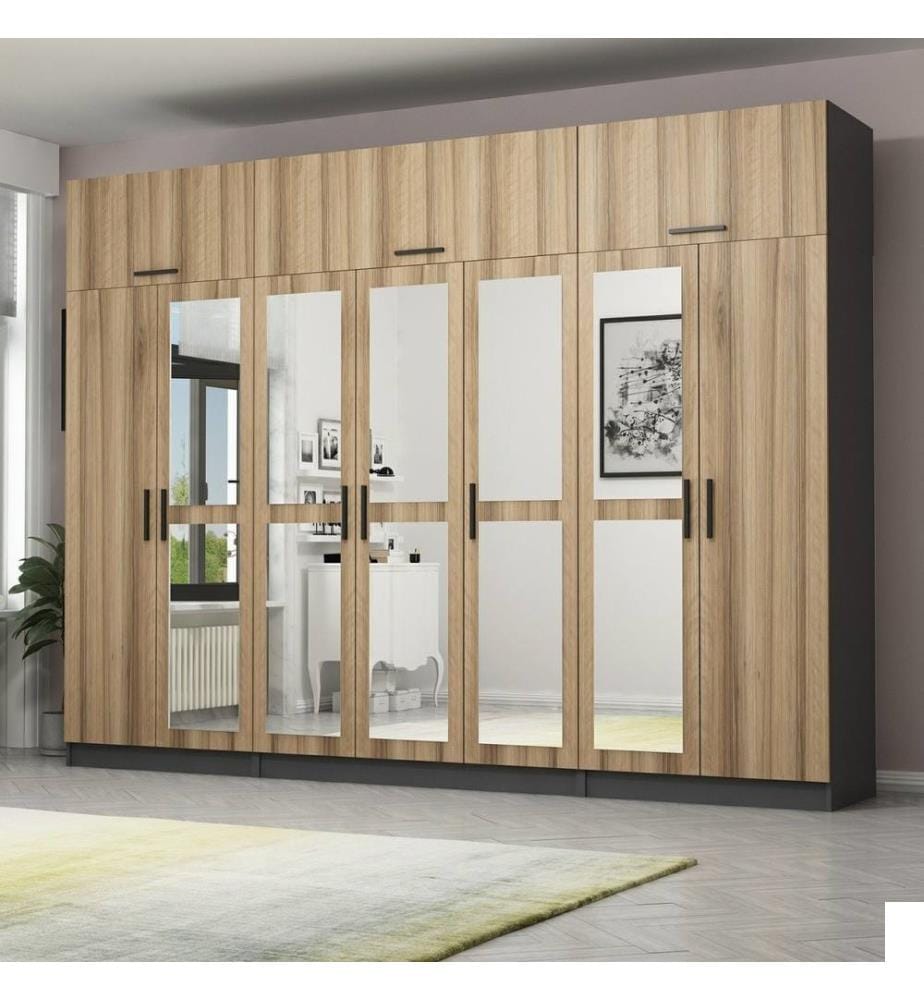 Armoire, noyer, anthracite, 100 % panneau de particules mélaminé