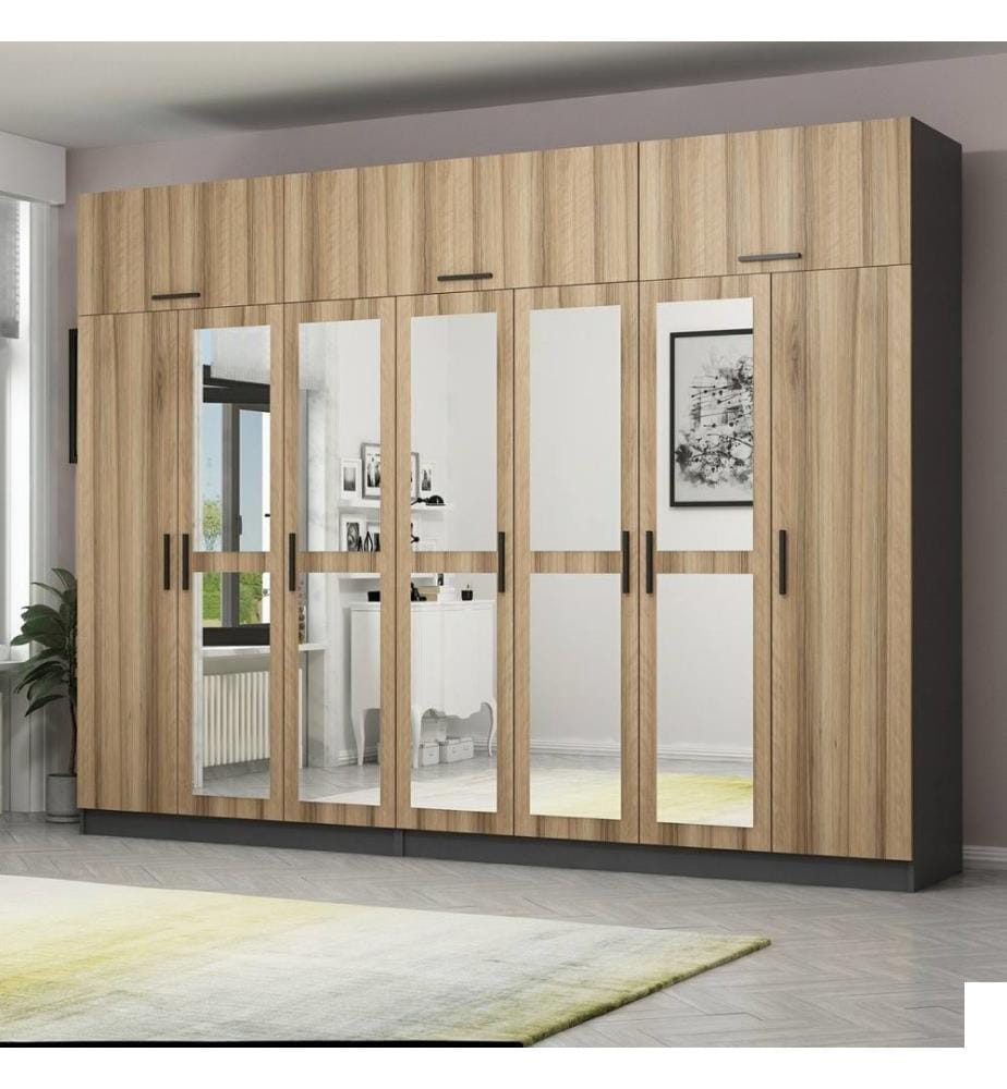 Armoire, noyer, anthracite, 100 % panneau de particules mélaminé