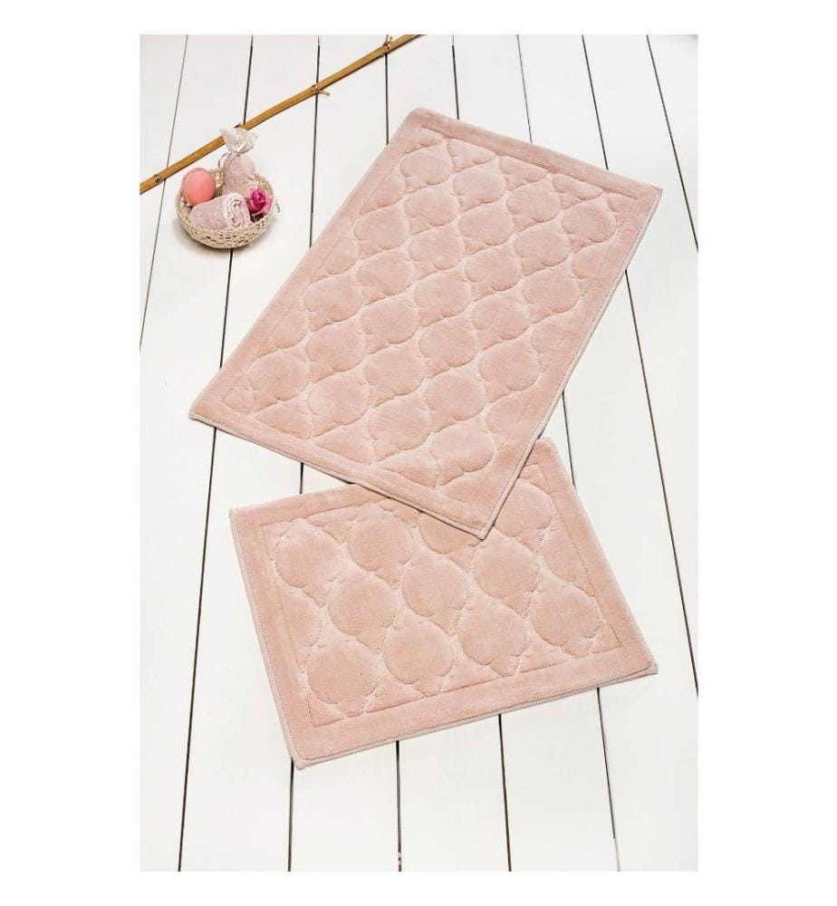 Set de tapis de bain, 2 pièces, poudre, coton, hauteur des poils 25 mm