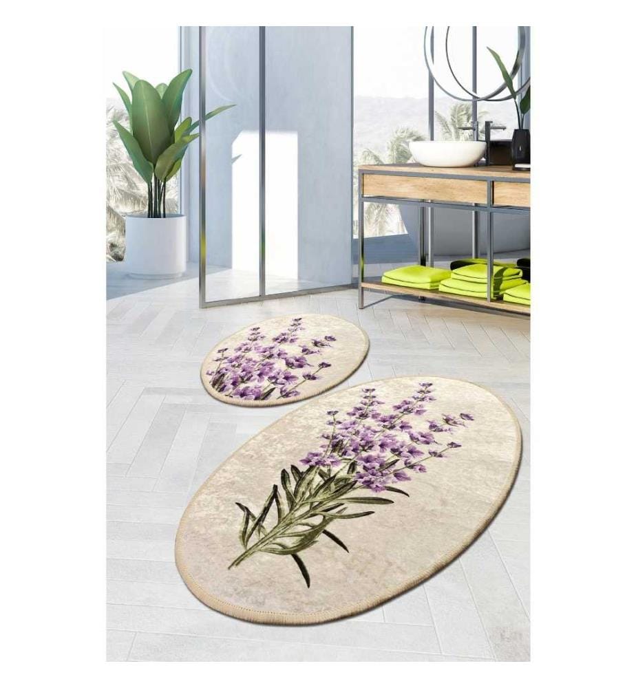 Set de tapis de bain, 2 pièces, Multicolore, Micro Polyamide, Antiallergique