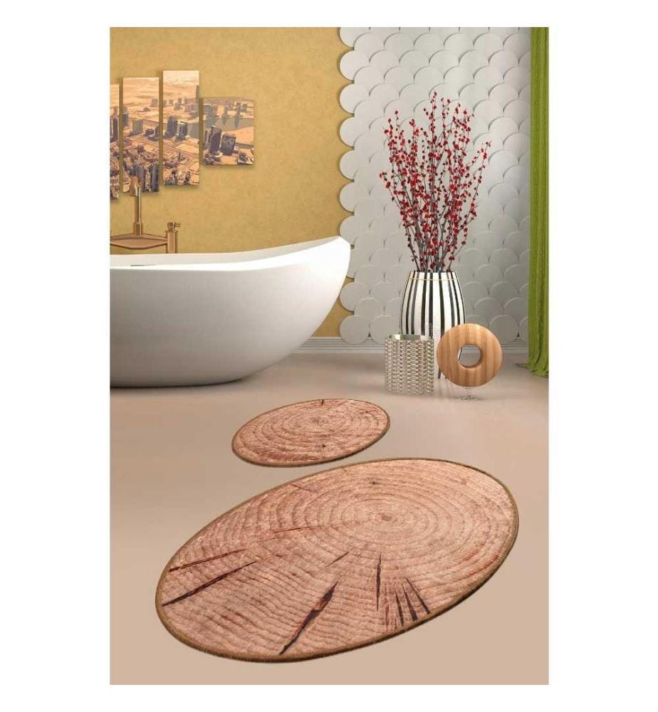 Set de tapis de bain, 2 pièces, Multicolore, Micro Polyamide, Antiallergique