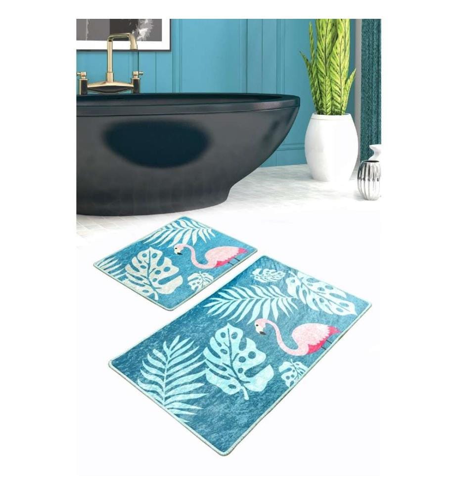Set de tapis de bain, 2 pièces, Multicolore, Micro Polyamide, Antiallergique