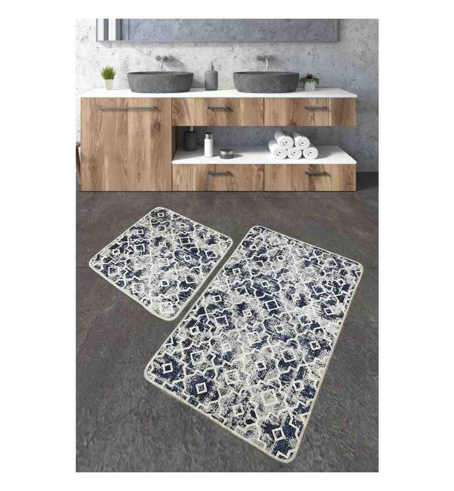 Set de tapis de bain, 2 pièces, Multicolore, Polyester, 700 gr-m²,