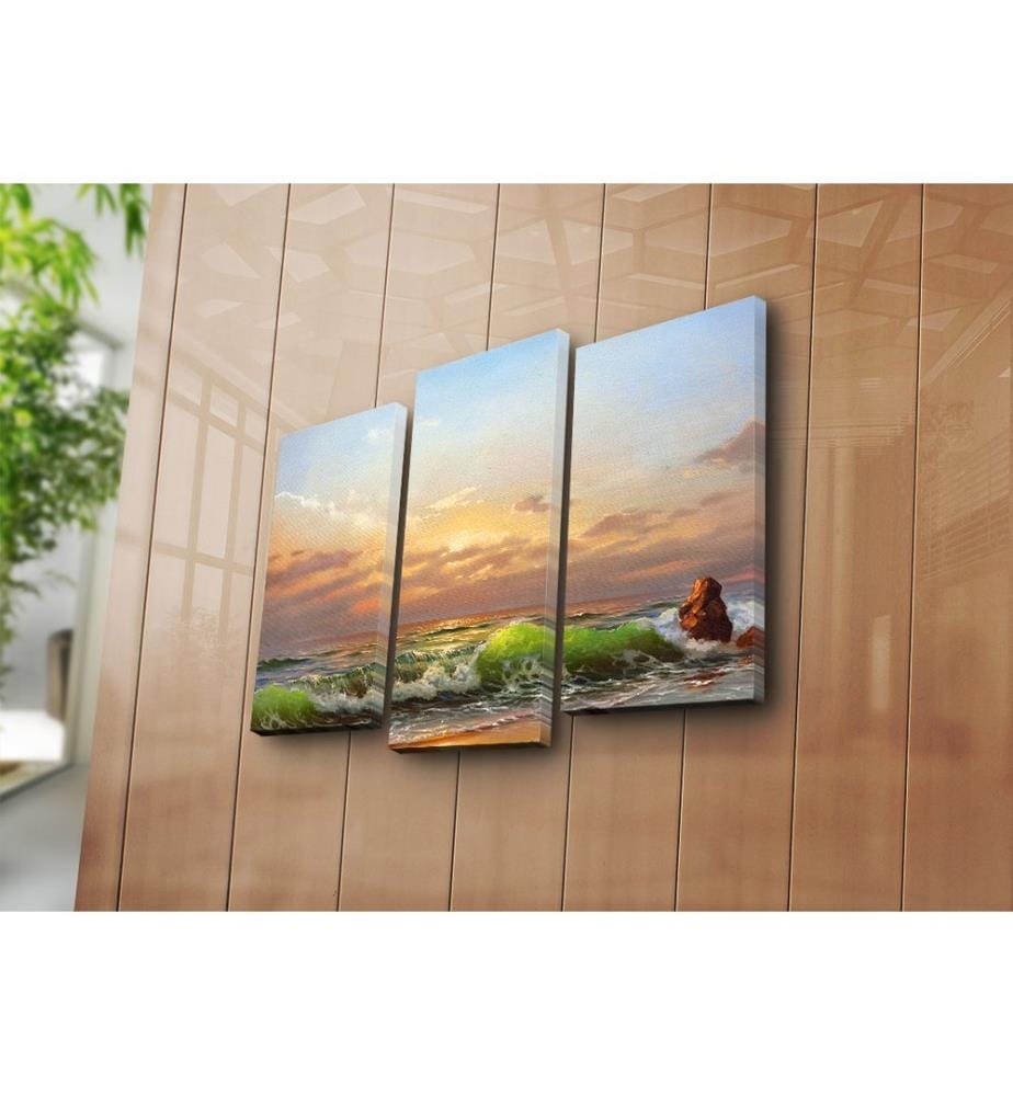 Peinture décorative sur toile, 3 pièces, multicolore, 100 % SUEDE CANVAS