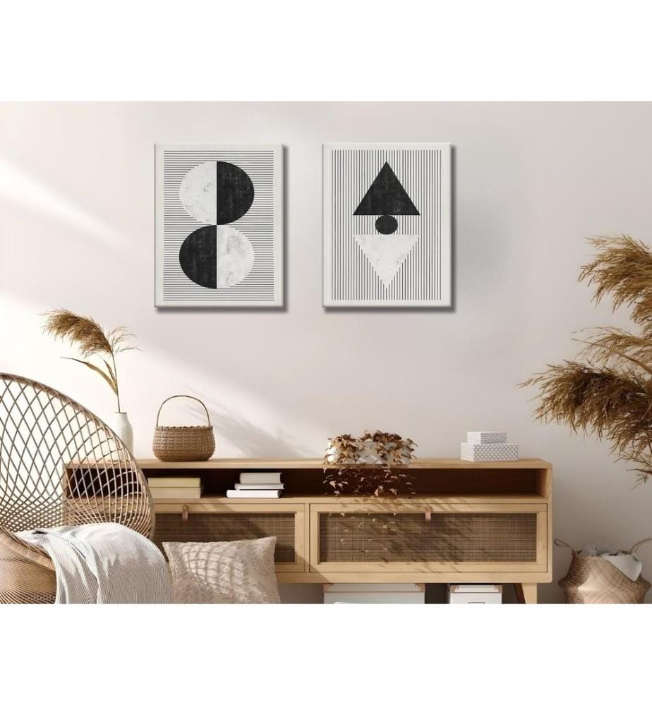 Peinture décorative sur toile, 2 pièces, multicolore, 50 % COTON / 50 % POLYESTER, cadre en bois