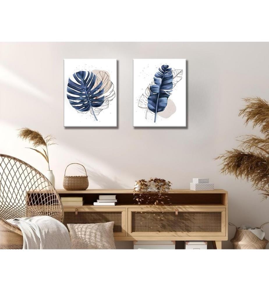 Peinture décorative sur toile, 2 pièces, multicolore, 50 % COTON / 50 % POLYESTER, cadre en bois