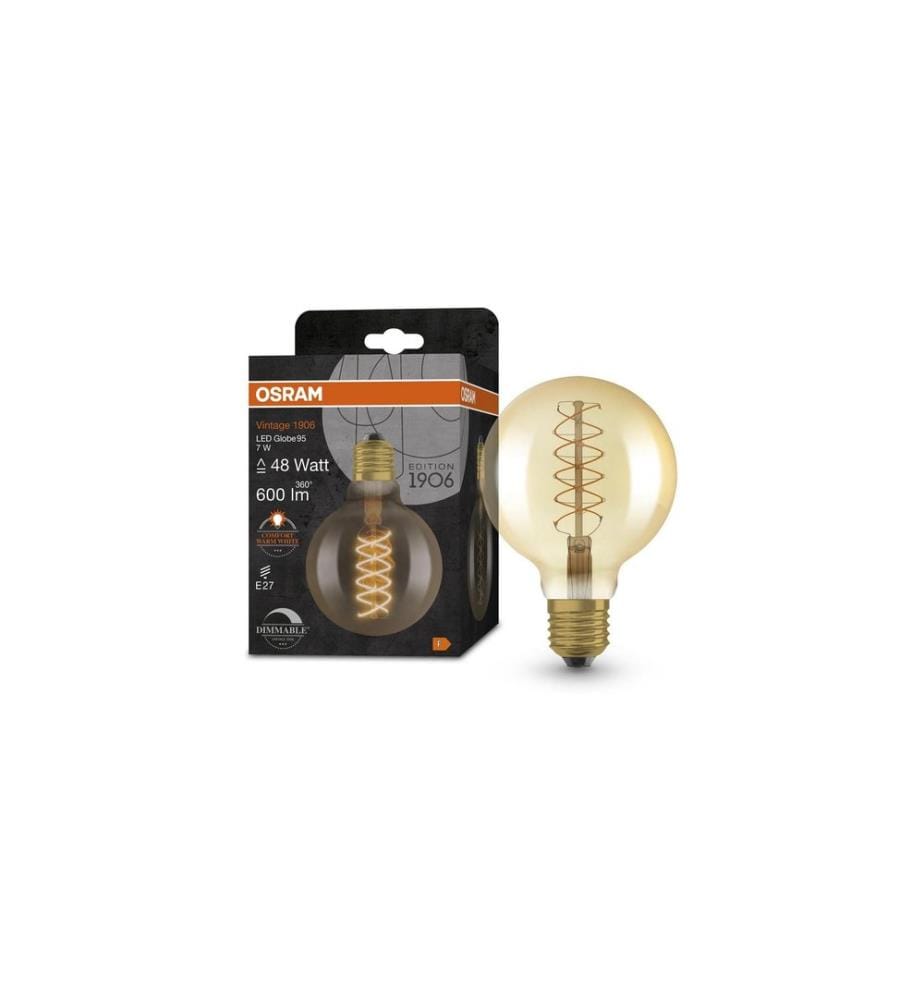 OSRAM - Lampe Vintage 1906 Globe, 7W, E27, Blanc chaud (WW)