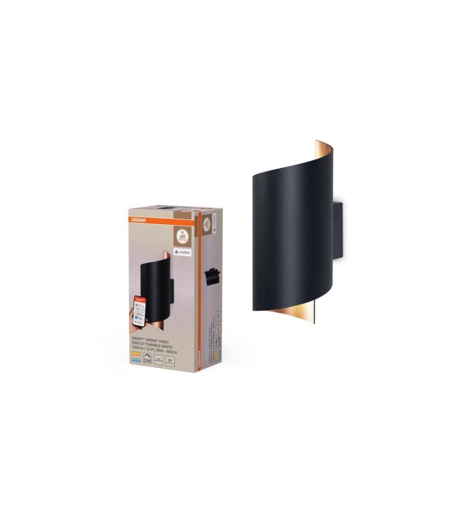 OSRAM - Lampe murale SMART+ Matter Wall Twist Noir 200 x 112 mm, TW