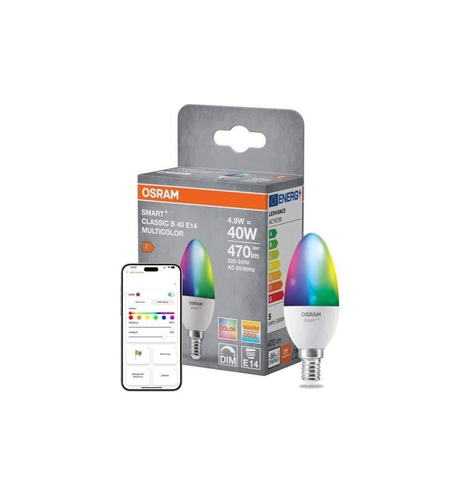 OSRAM - Ampoule B40 SMART+ MATTER, E14, 4.9 W, RGBW