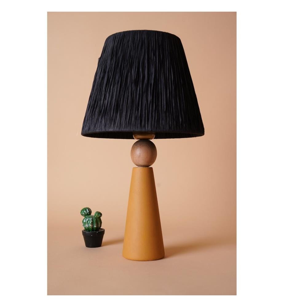 Lampe de table, Yellow, Black, Ceramic Body, Rope Cap