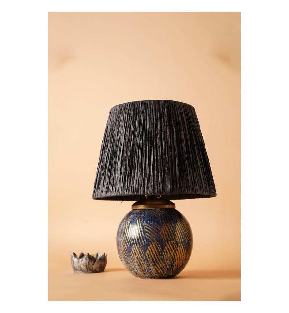 Lampe de table, Blue, Ceramic Body, Rope Cap