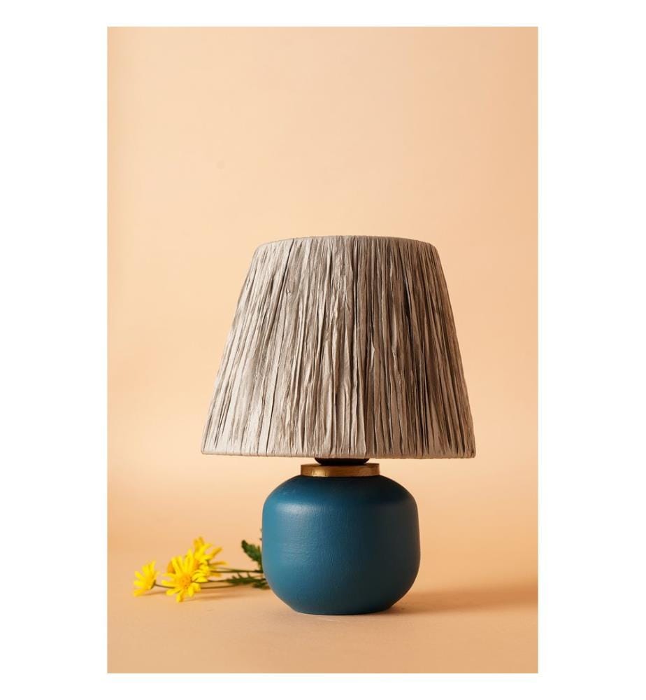 Lampe de table, Blue, Ceramic Body, Rope Cap