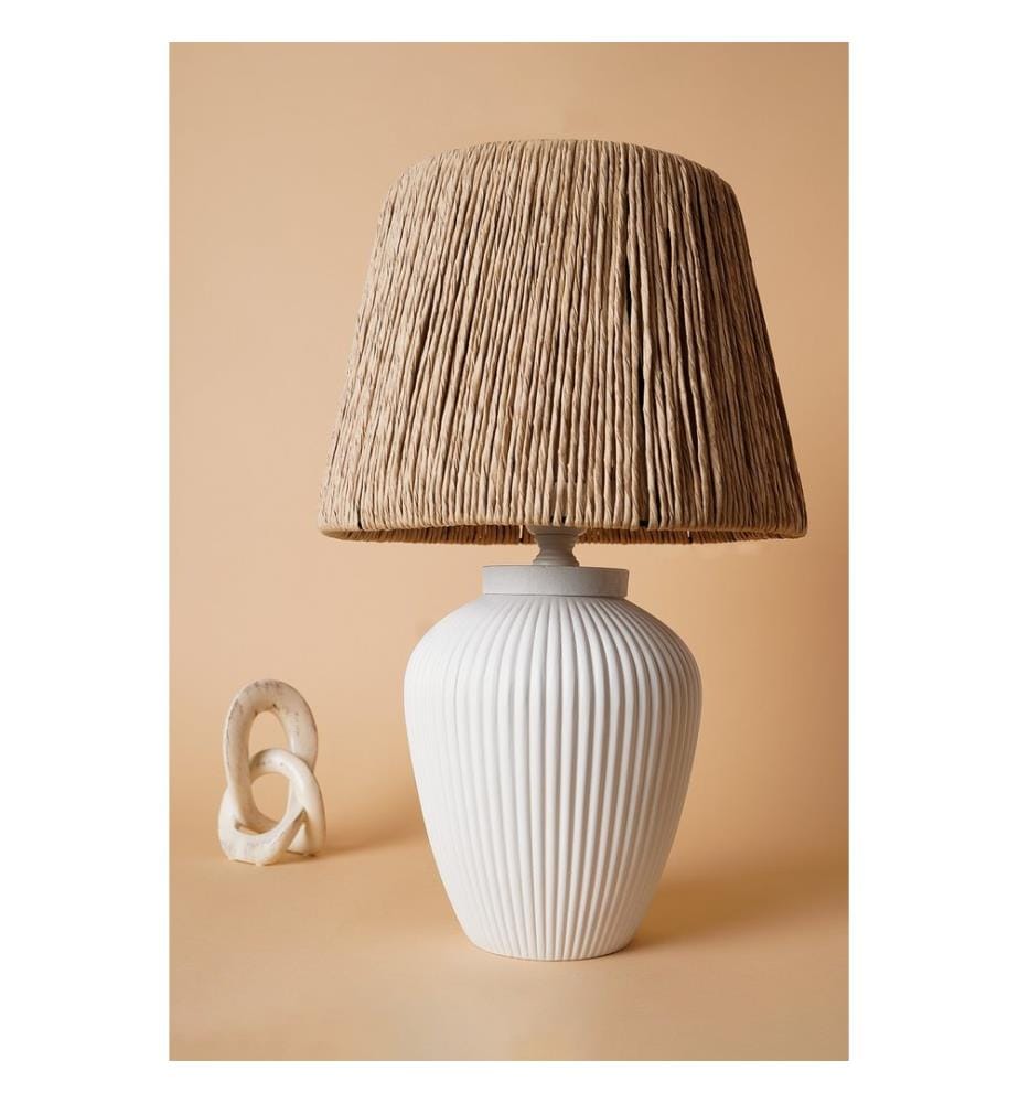 Lampe de table, White, Oak, Ceramic Body