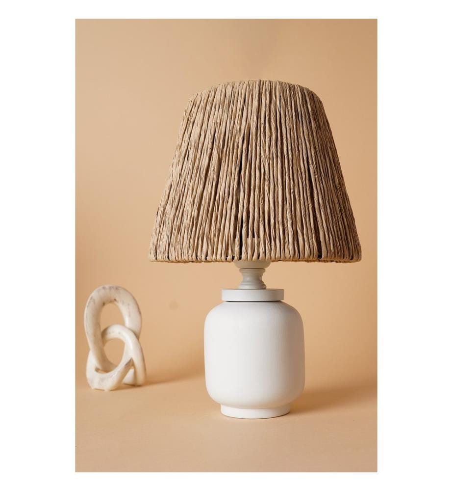 Lampe de table, Blanc, Chêne, Corps en Céramic