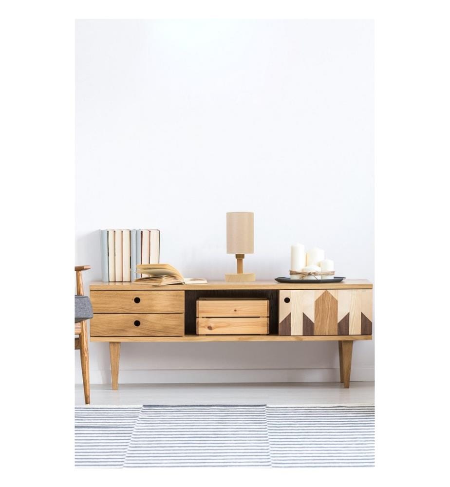 Lampe de table, Gold, Wicker, corps en bois, tissu pour abat-jour