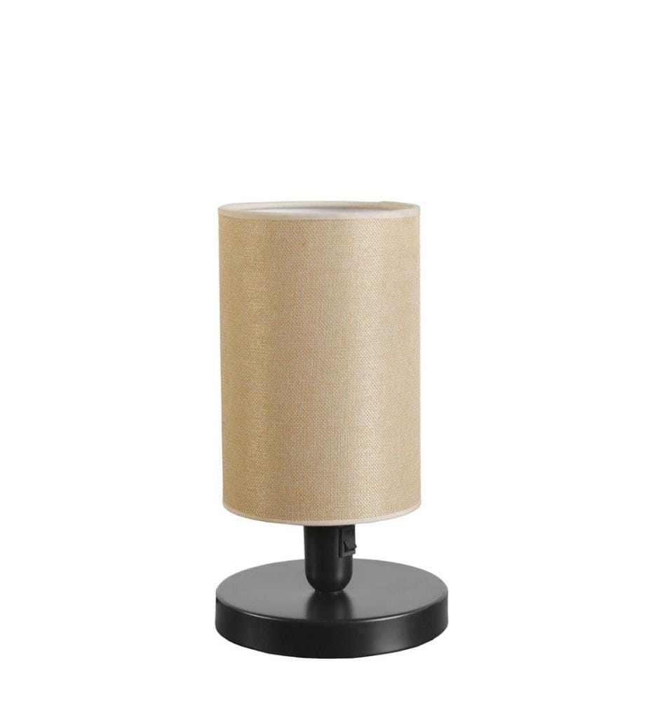 Lampe de table, Black, Wicker, Metal Body, Lampshade Fabric