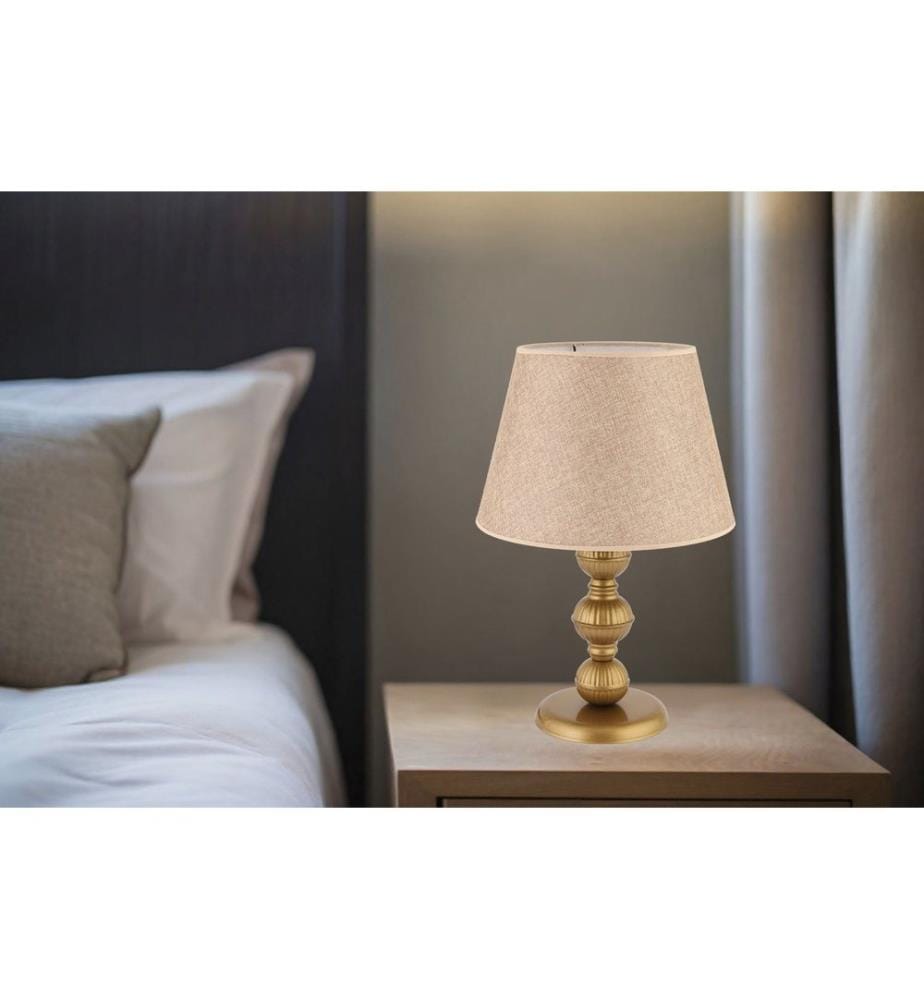 Lampe de table, pied en métal, beige, or