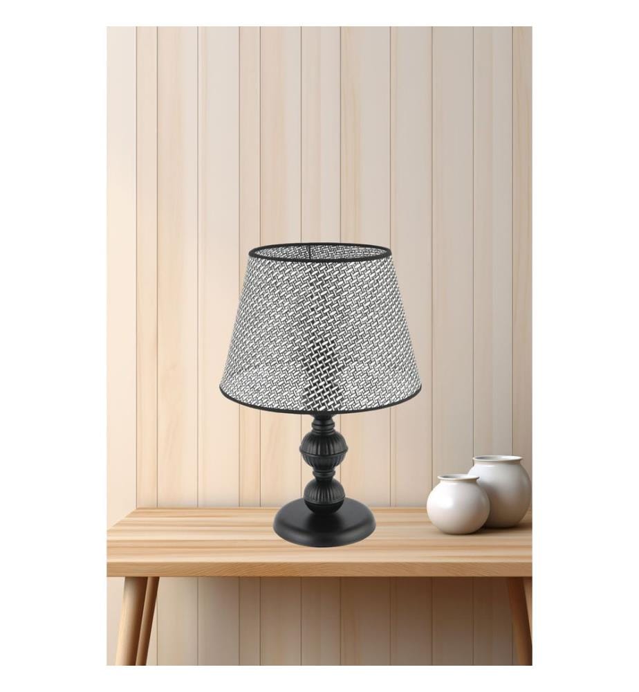 Lampe de table, pied en métal, gris, noir