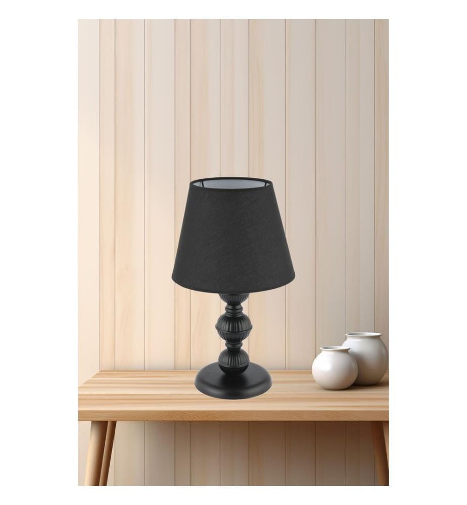 Lampe de table, pied en métal, noire