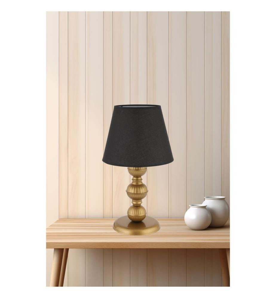Lampe de table, pied en métal, noir et or