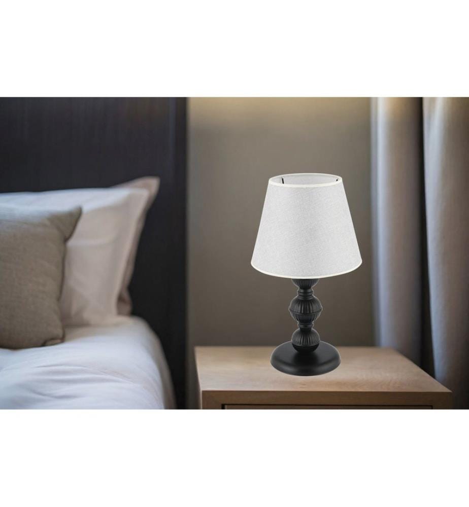 Lampe de table, pied en métal, gris clair noir
