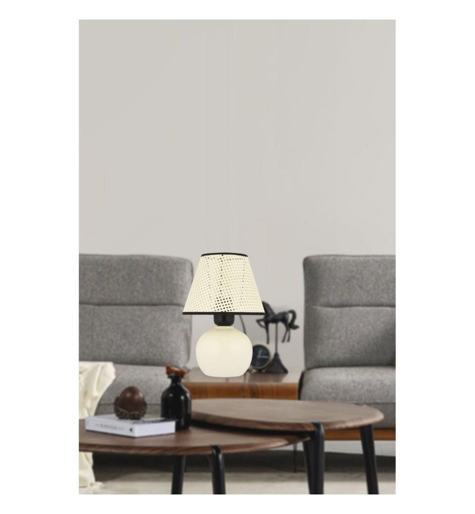 Lampe de table, corps en céramique, blanche