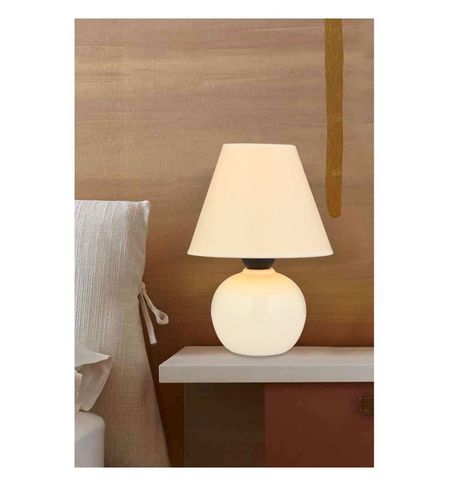 Lampe de table, corps en céramique, blanc, crème