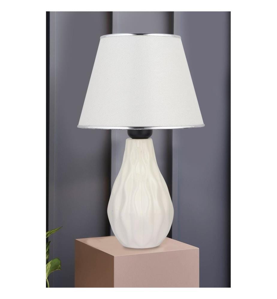 Lampe de table, corps en céramique, crème