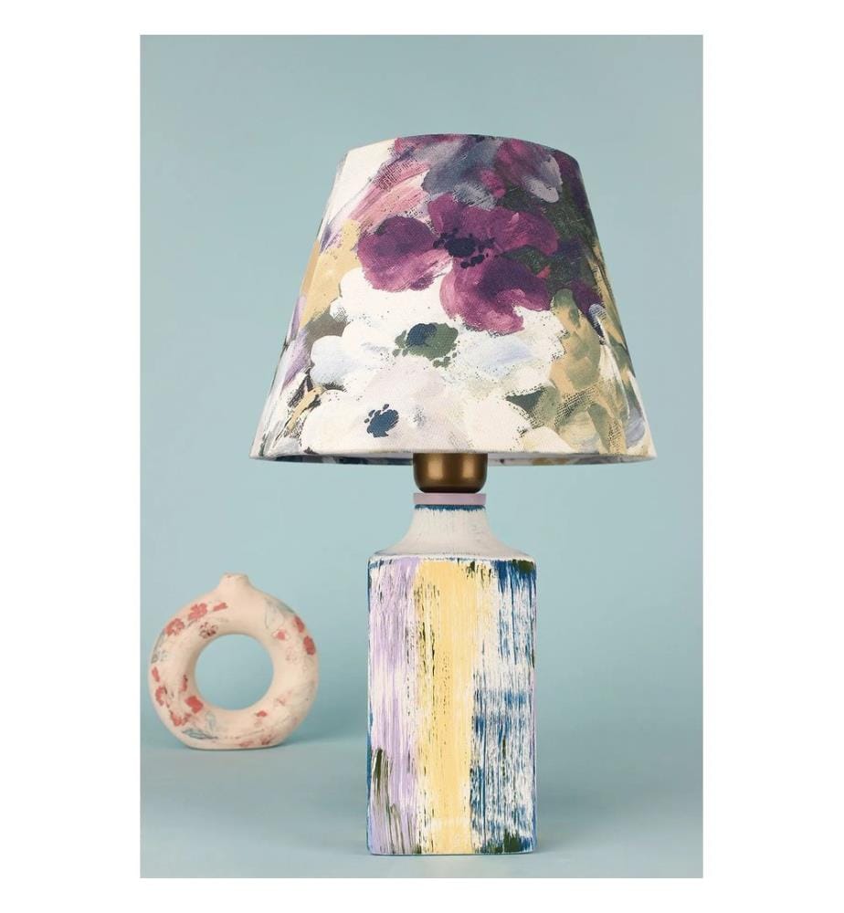 Lampe de table, corps en céramique, multicolore