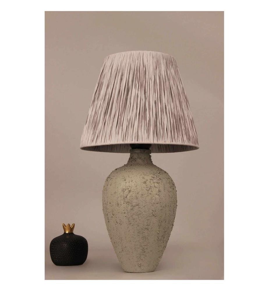 Lampe de table, corps en céramique, grise