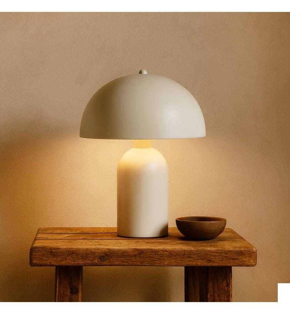 Lampe de table, corps en métal, crème
