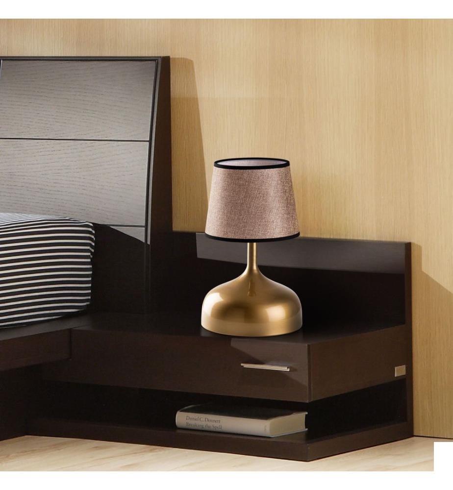 Lampe de table, corps en métal, or, beige