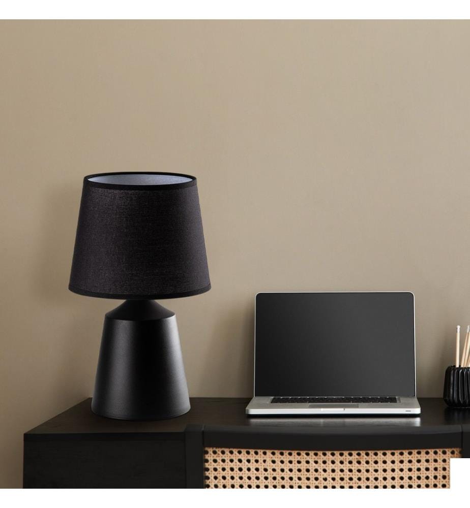 Lampe de table, corps en métal, noire
