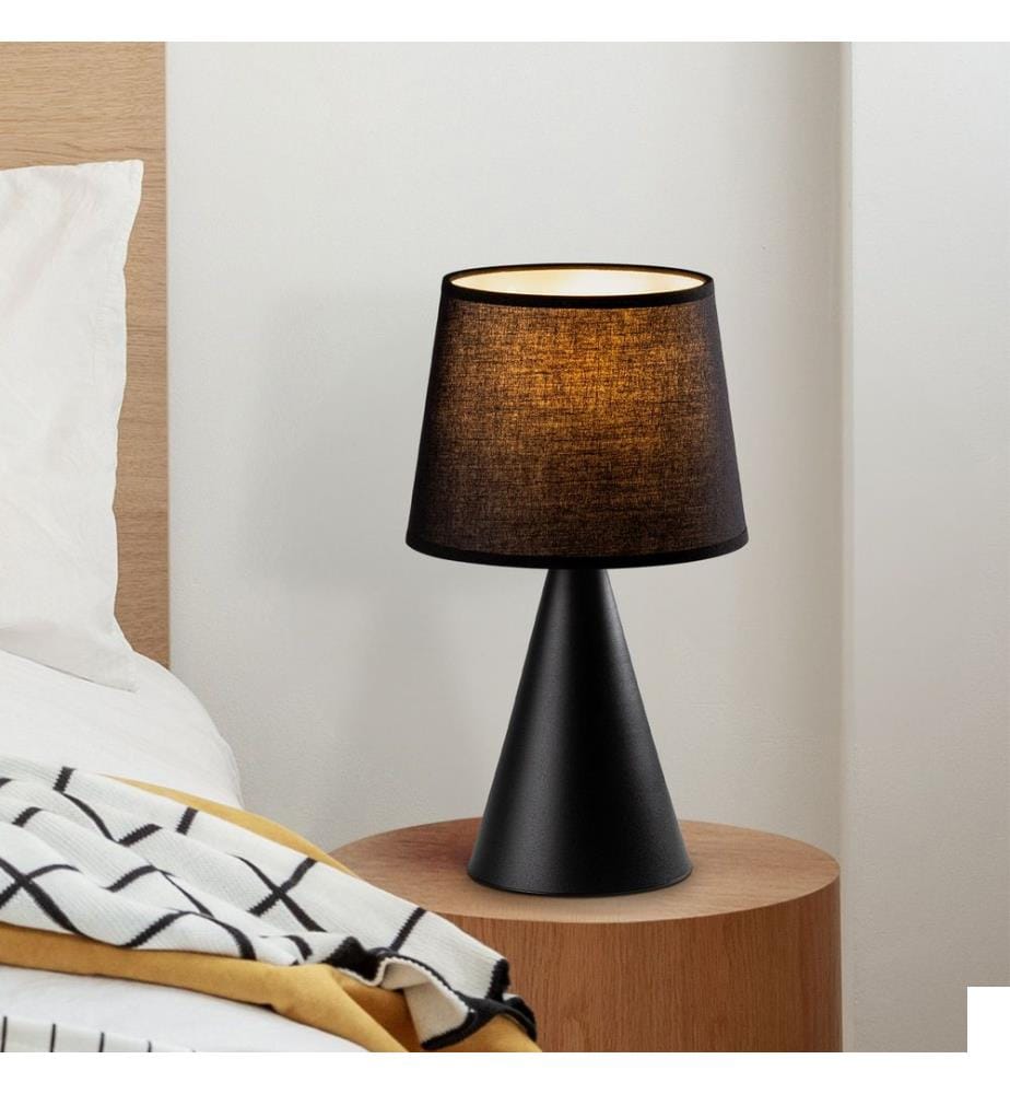 Lampe de table, corps en métal, noire