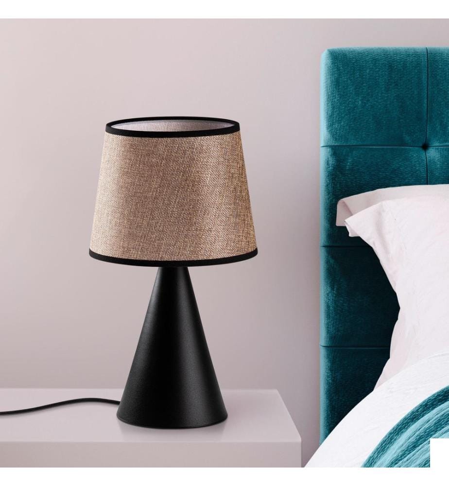 Lampe de table, corps en métal, noir, beige