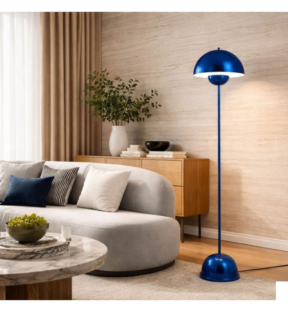 Lampadaire, corps en métal, bleu