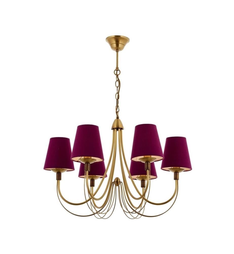 Lustre, violet, or, corps en métal, capuchon en tissu