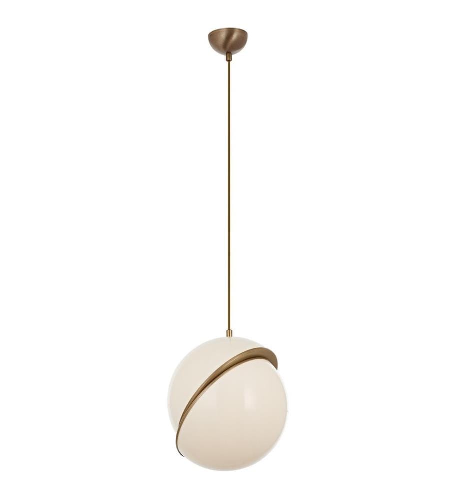 Lustre, Vintage, Blanc, Corps en métal, Chapeau en plexiglas