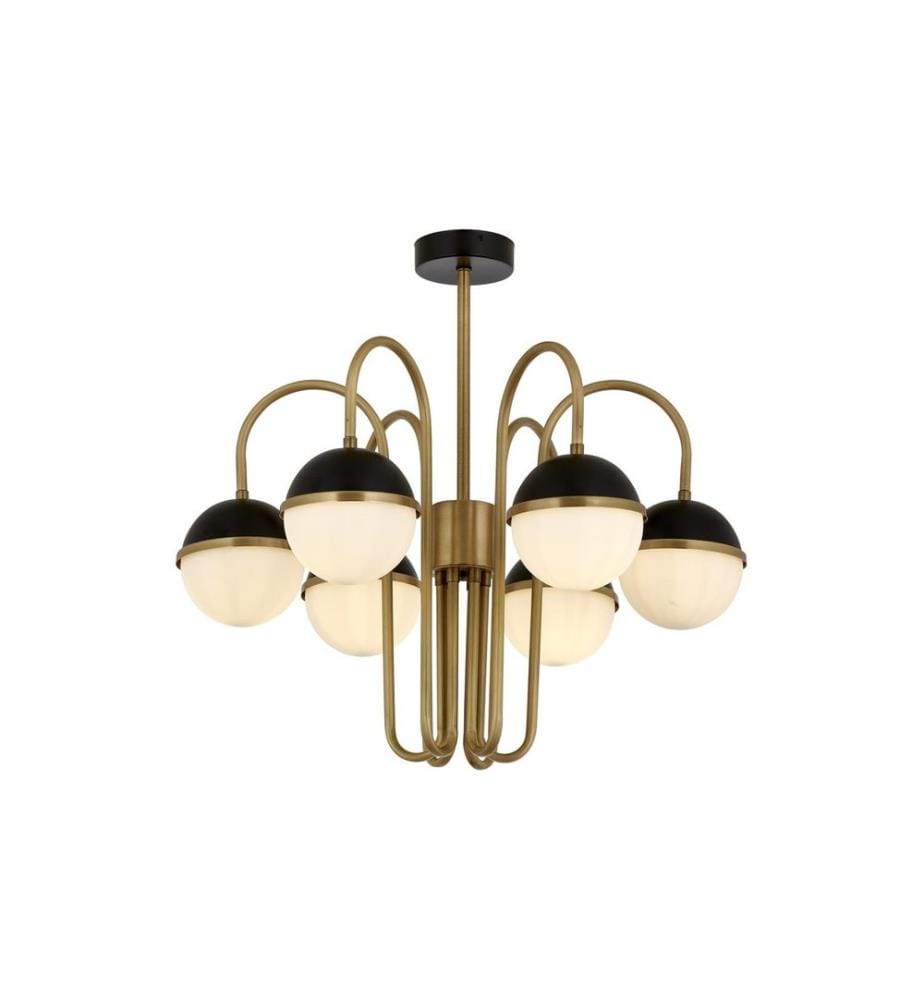 Lustre, Noir, Vintage, Corps en métal, Chapeau en verre