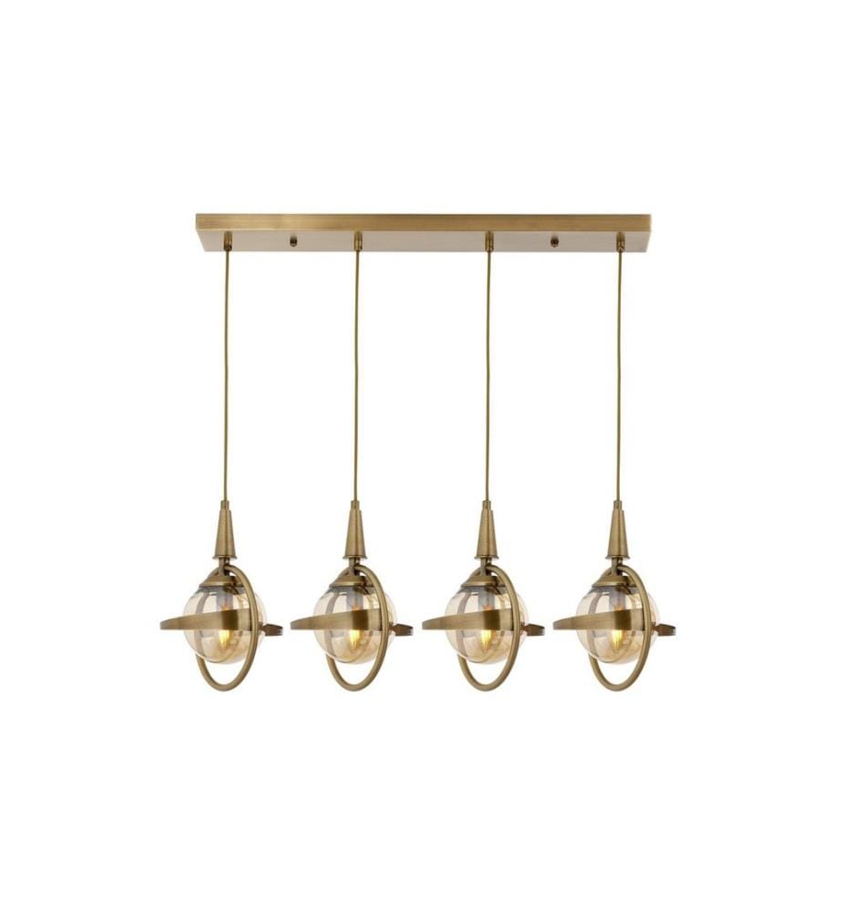 Lustre, Vintage, Corps en métal, Chapeau en verre