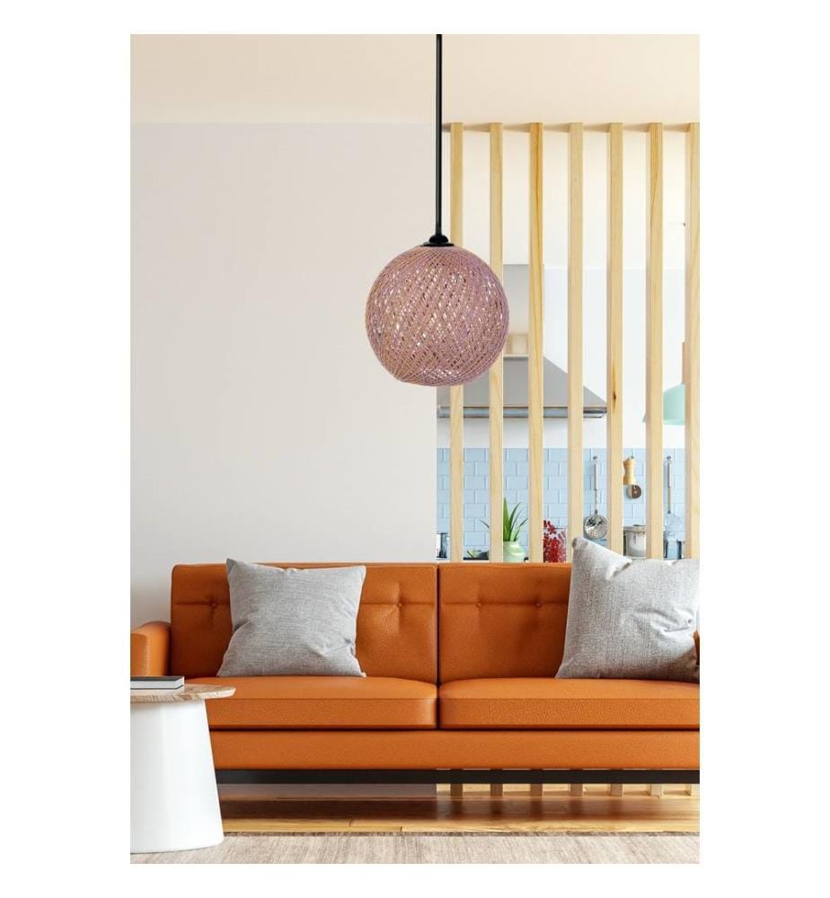 Lustre, Lilas, Marron, Lustre en jute fait à la main