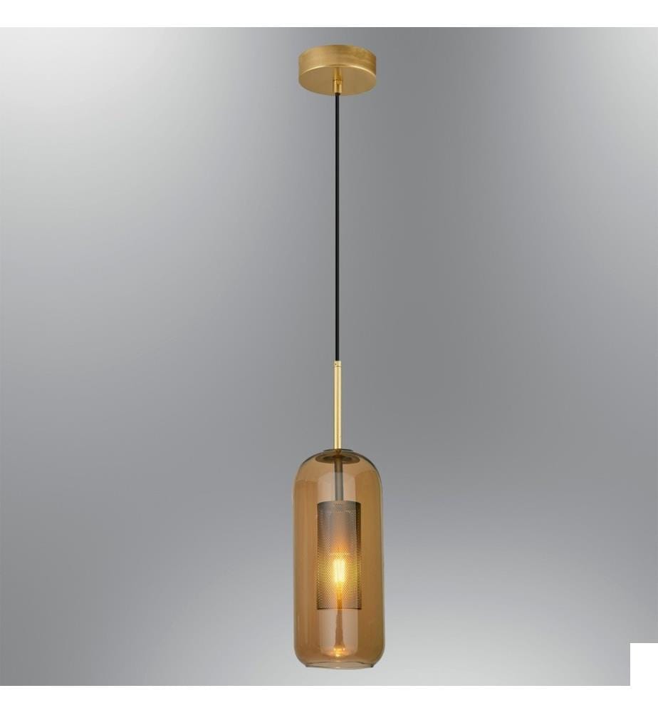 Lustre, or, corps en métal, chapeau en verre