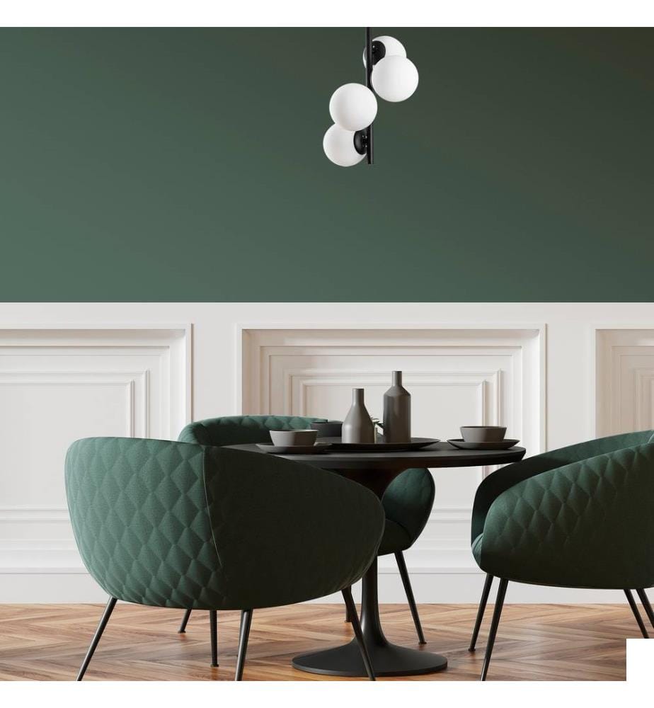Lustre, noir, corps en métal, chapeau en verre